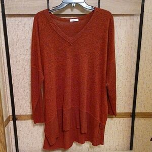 JODIFL Burnt Orange Layered V-Neck Top